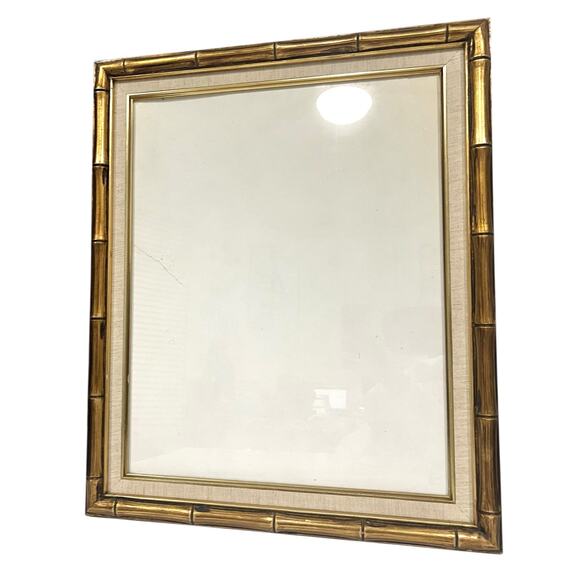 Vintage Ornate Gold Picture Frame 16x20 Bamboo Style Wood Fabric Matte - Picture 2 of 8